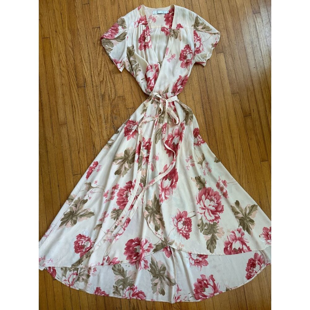 Christy Dawn Autumn Wrap Dress in Deadstock Rose Floral Print – XL, Made in LA - Picture 2 of 8